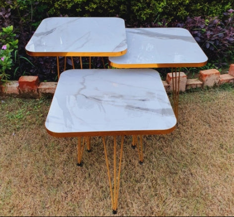 SQUARE TABLES - WHITE MARBLE TOP (3 FREE FLOWER VASES)
