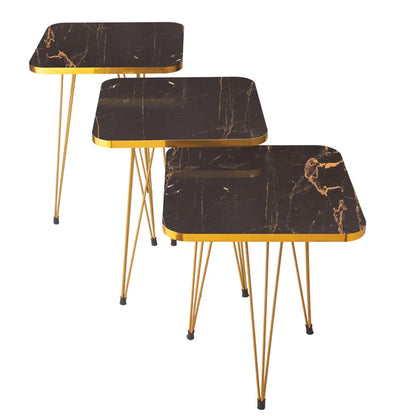 SQUARE TABLES - BLACK MARBLE TOP WITH 3 FREE FLOWER VASES