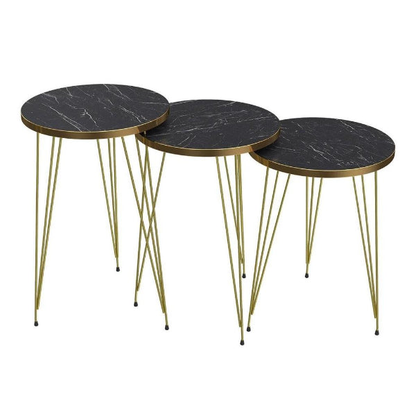 ROUND TABLES - BLACK MARBLE TOP WITH 3 FREE FLOWER VASES