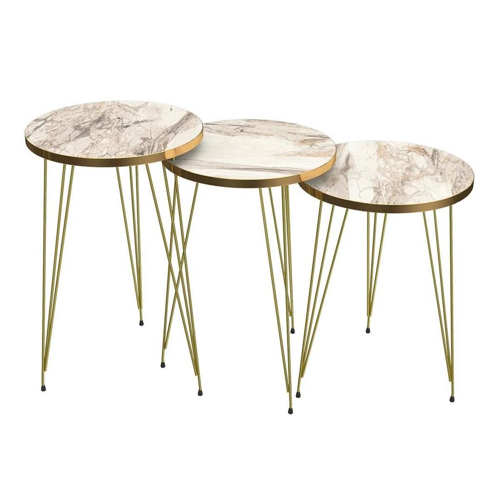 ROUND TABLES - WHITE MARBLE TOP- FREE 3 PC FLOWER VASES