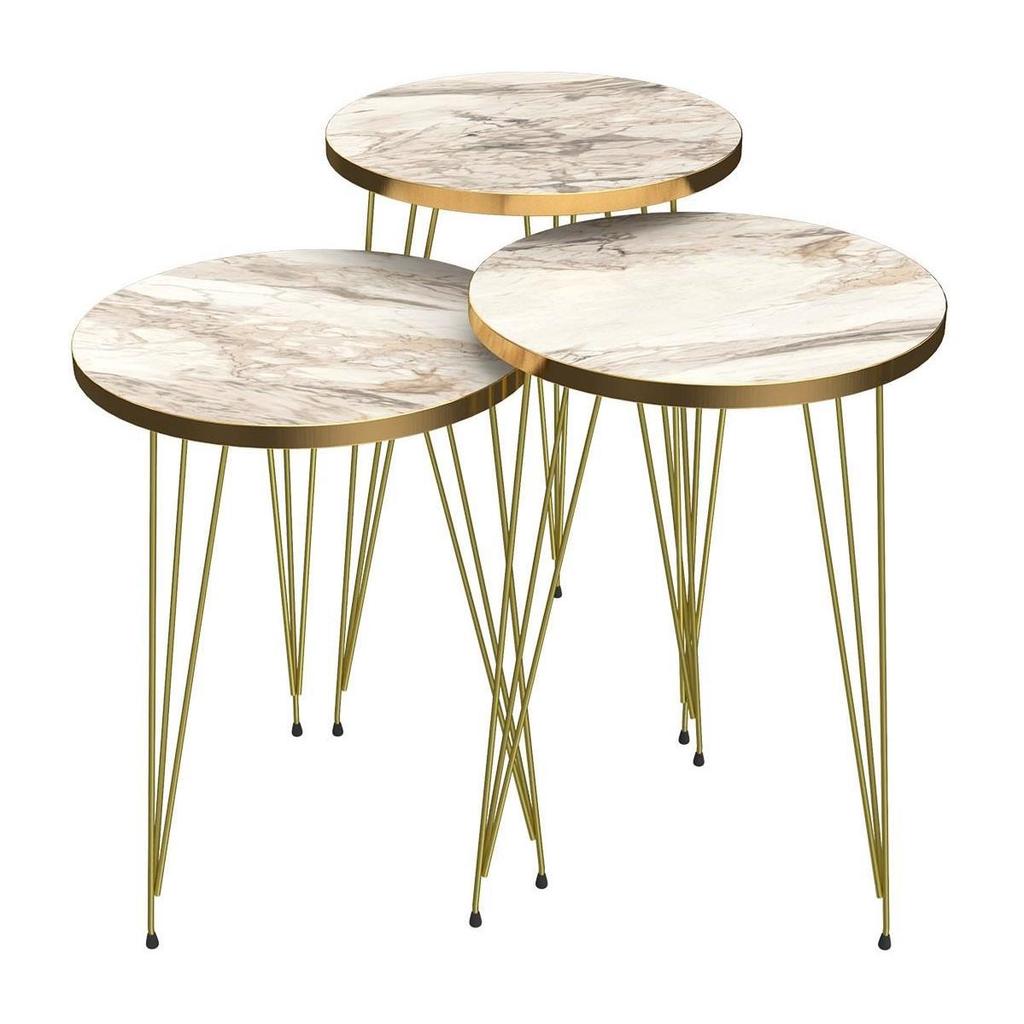ROUND TABLES - WHITE MARBLE TOP- FREE 3 PC FLOWER VASES