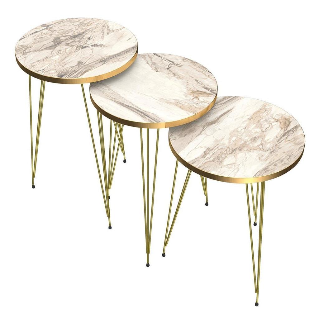 ROUND TABLES - WHITE MARBLE TOP- FREE 3 PC FLOWER VASES