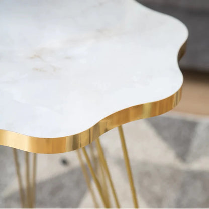 DAISY TABLES (3 PC SET) WHITE MARBLE TOP WITH 3 FREE FLOWER VASES